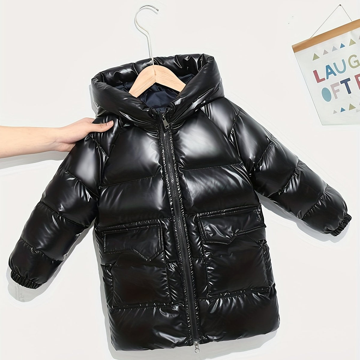 Kids Hooded Down Jacket Winter Warm Coat with Pockets