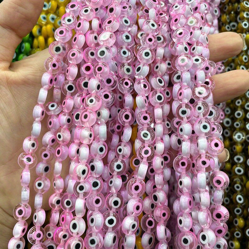48pcs 8mm Evil Eye Glass Beads for Jewelry Making DIY Charms Materials