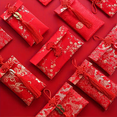Chinese Knot Silk Red Envelopes Lucky Money Pockets For Spring Festival