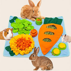 Rabbit Foraging Mat Interactive Puzzle Small Pet Training Toy Soft Feeding Mat