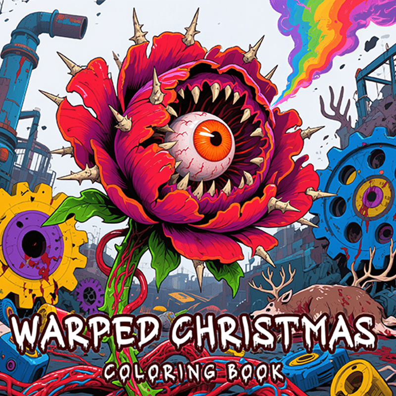 Dark Goth Christmas Coloring Book - Terrifying Santa Scene, Wreaths & More