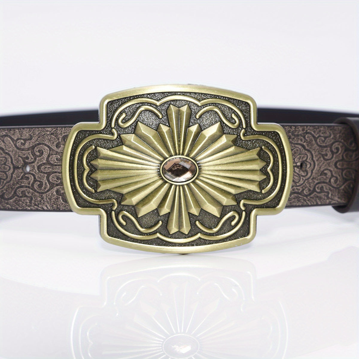 Floral Pattern Buckle Casual Belt for Men