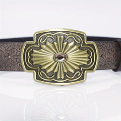 Floral Pattern Buckle Casual Belt for Men