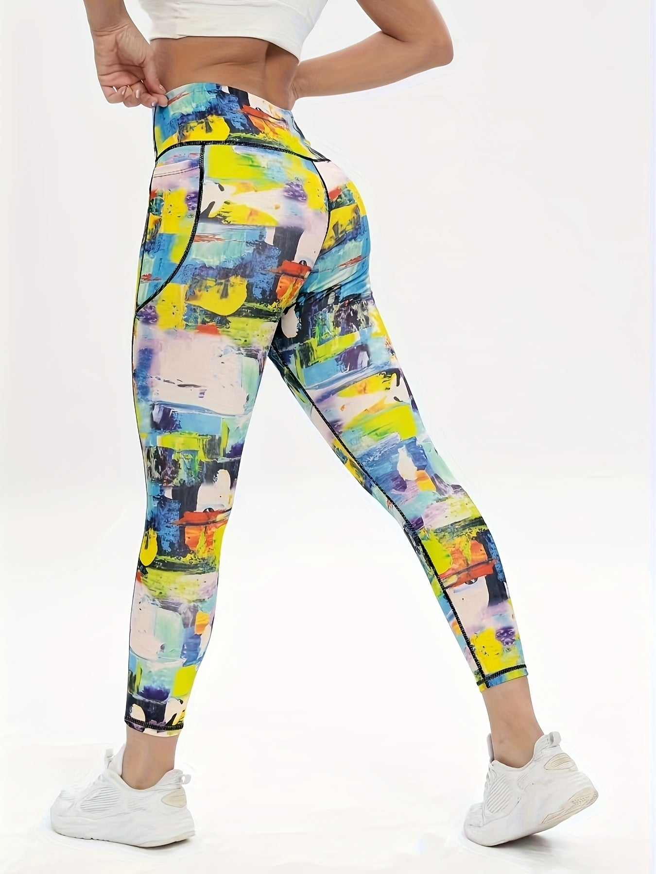 Women's All Over Print High Waist Yoga Pants with Pocket