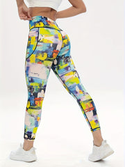 Women's All Over Print High Waist Yoga Pants with Pocket