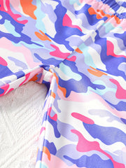 5pcs Girls' Camo Tie Dye Slim Fit Legging Pants Set