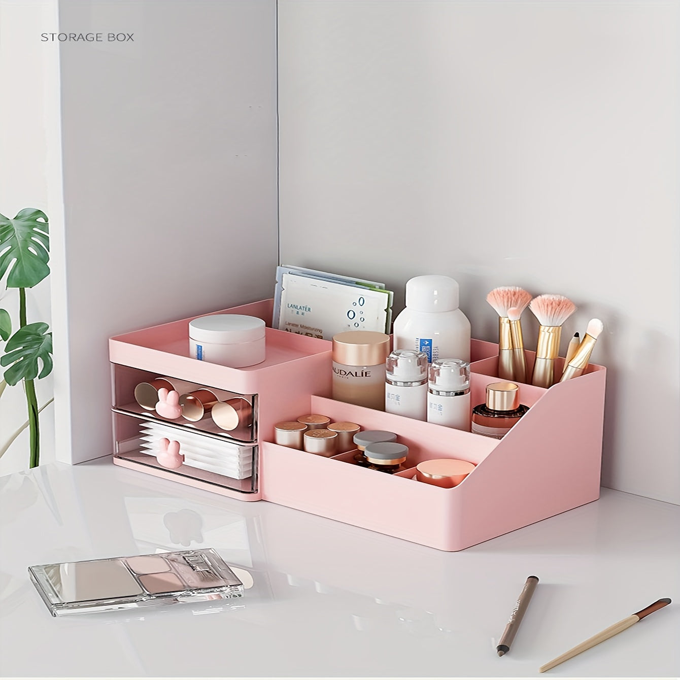 Large Capacity 2-Drawer Makeup Organizer for Vanity and Bathroom