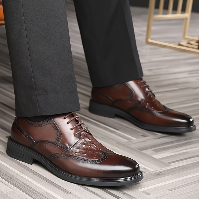LAORENTOU Men's Leather Wingtip Oxford Derby Shoes