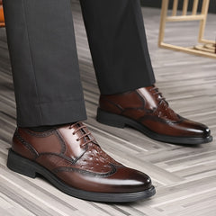 LAORENTOU Men's Leather Wingtip Oxford Derby Shoes
