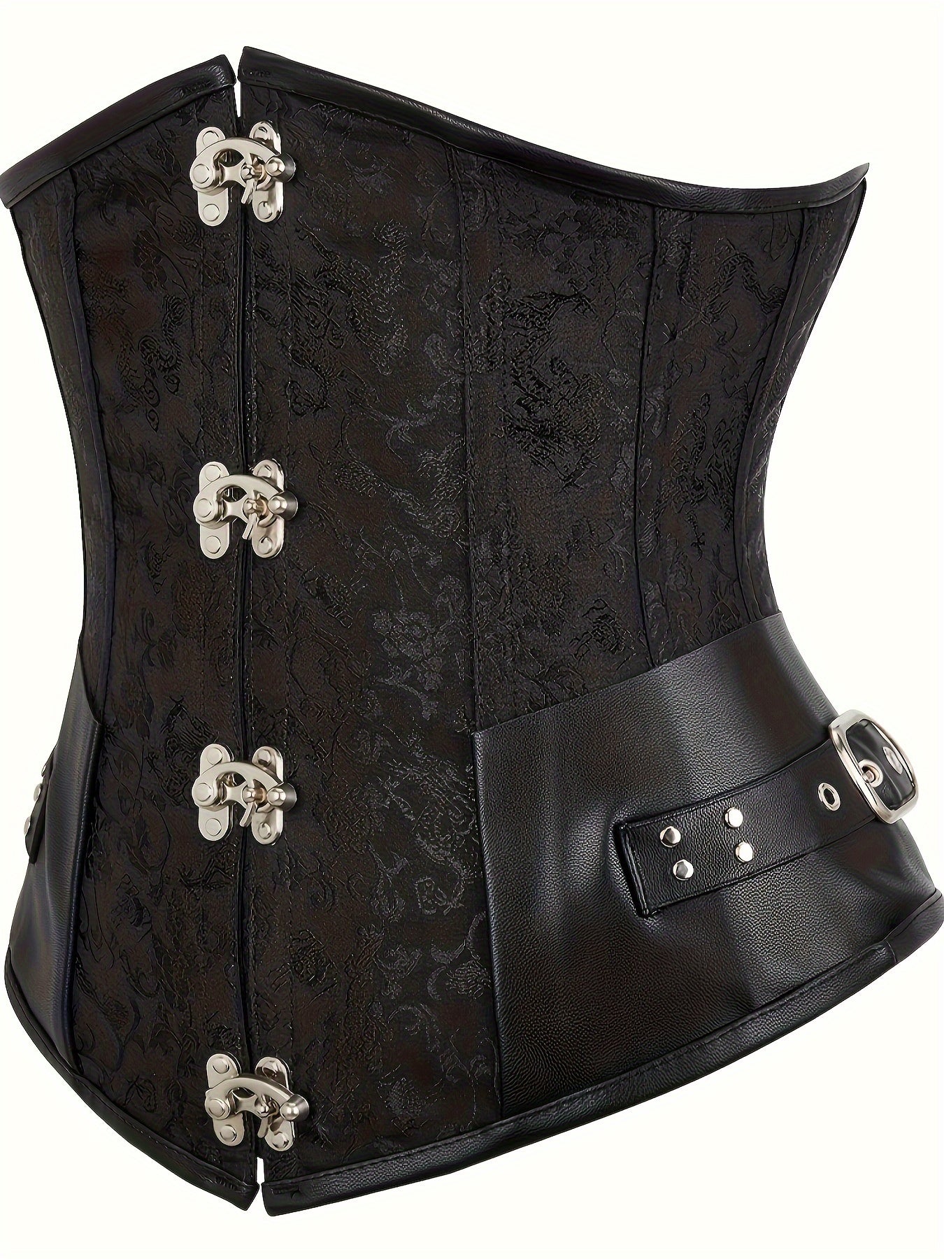 Gothic Strapless Corset Bustier Tummy Control Lace Up Jacquard Body Shaper