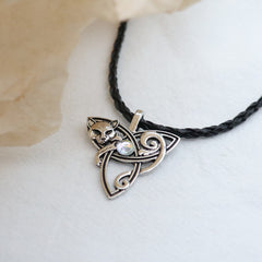 Vintage Boho Fox Gemstone Pendant Necklace Ladies Party Jewel