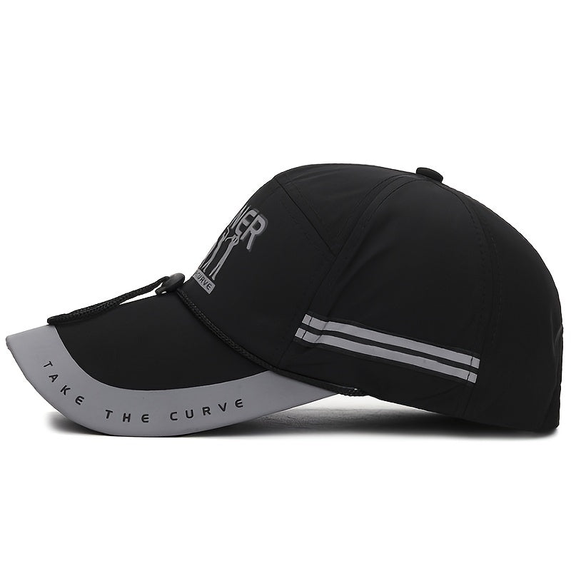 Men's Sunshade Fishing Hat with Long Eaves, Windproof Rope