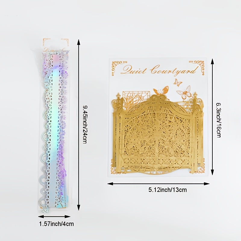 10pcs Lace Papers Retro Magnifier Hollow Golden Assorted Patterns Scrapbooking