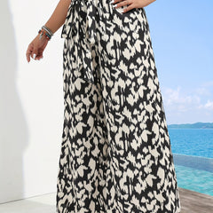  Tie Dye High Rise Wide Leg Pants With Belt