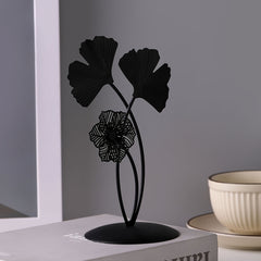 Metal Ginkgo Leaf Figurine Handcrafted Flower Art Piece for Home Decor