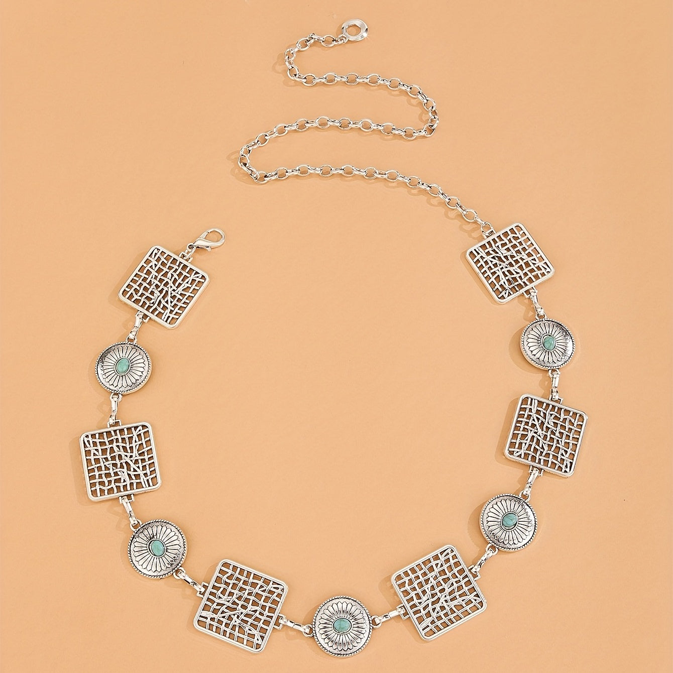 Boho Western Turquoise Disc Waist Chain Body Chain