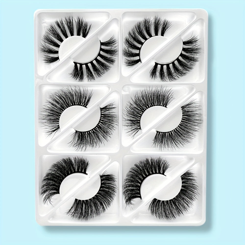 6 Pairs 3D Thick Faux Mink False Eyelashes - Long Wispy Lashes