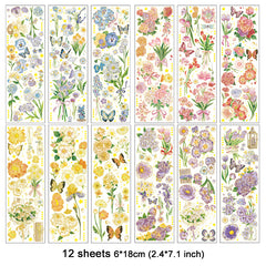 20pcs 'Dazzling Flowers' Waterproof Stickers Scrapbooking Journaling Planner