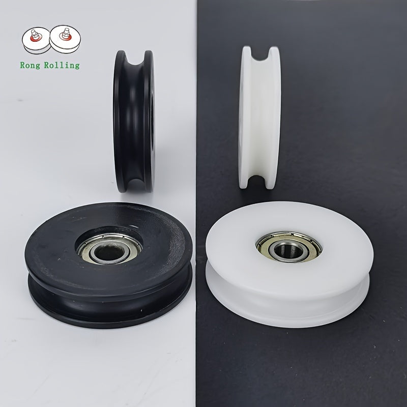 6pcs 2inch U Groove Plastic Coated Bearings 608RS POM Plastic Pulley Roller