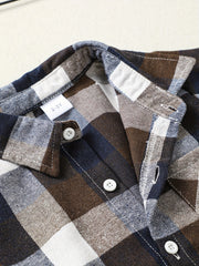 Boys Plaid Shirt Tops Short Sleeves Button Down Casual Summer Kids Clothes