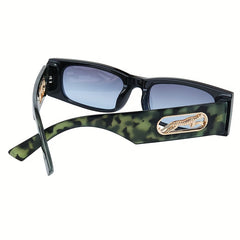 Leopard Rectangle Sunglasses Retro 90s Vintage UV400 Sun Shades