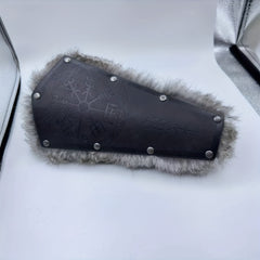 2pcs Viking PU Leather Rabbit Fur Bracers for Halloween Cosplay Props