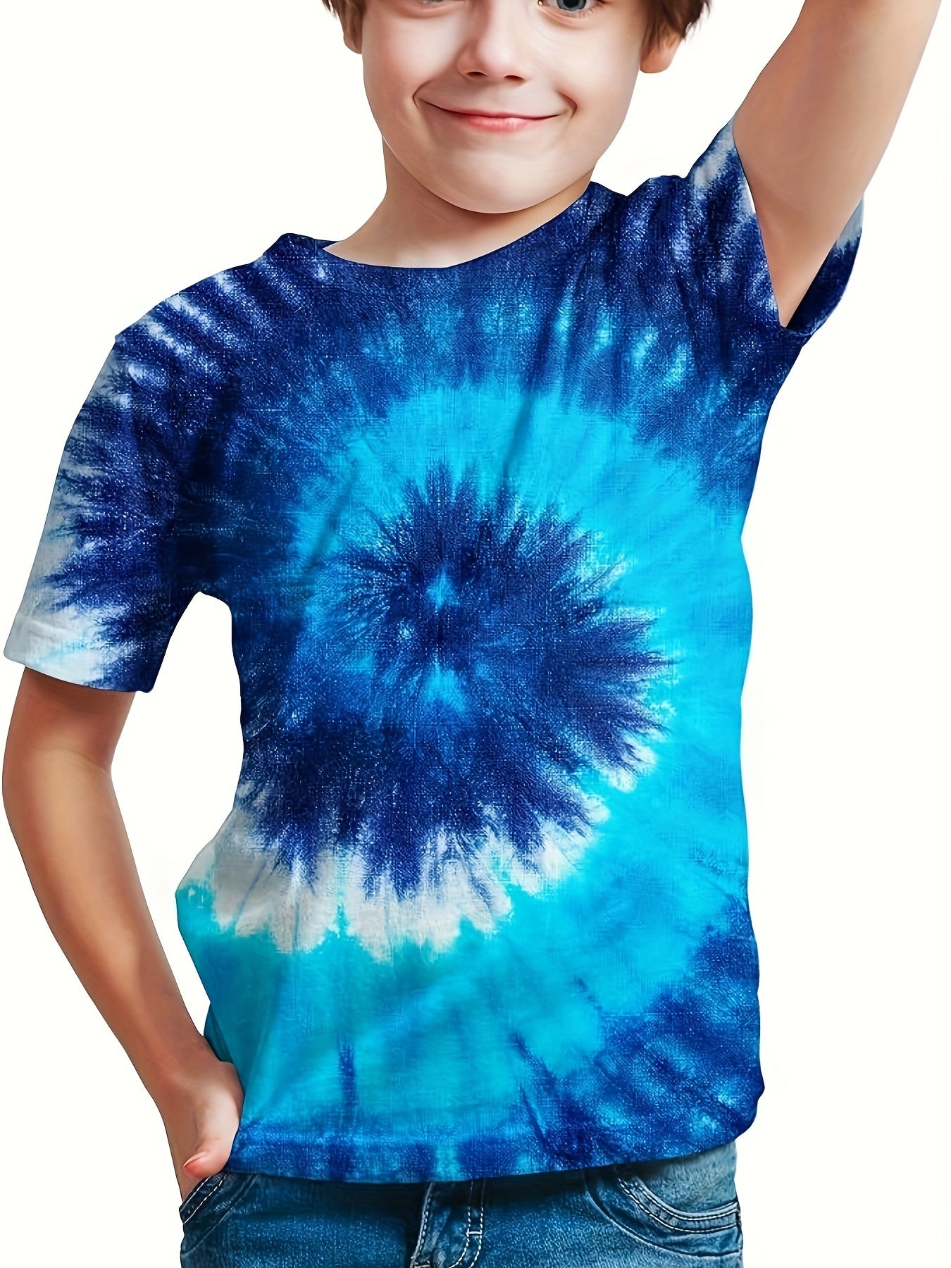 3D Pattern Graphic Crew Neck Short Sleeve T shirt for Girls
