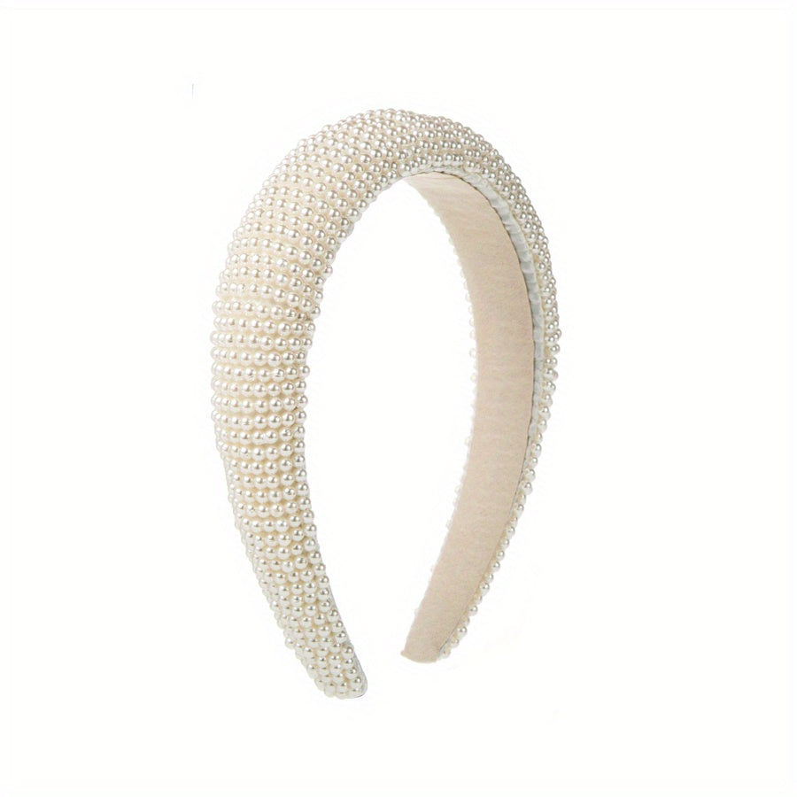 Faux Pearl Head Hoop Sponge Headband Hair Band Seamless