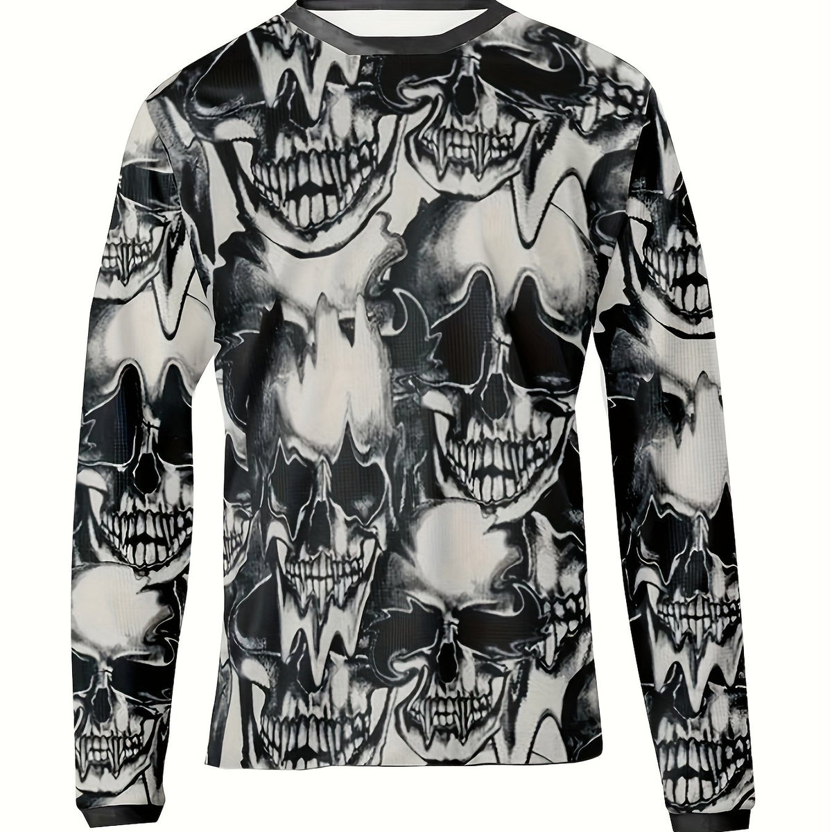 Skull All Over Print Men's Long Sleeve Novelty T shirt