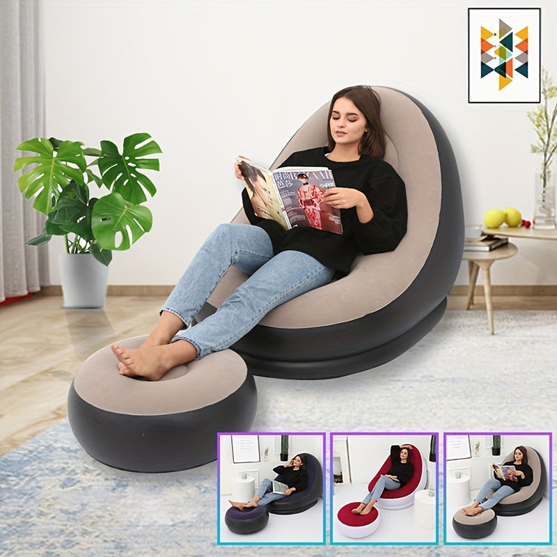 Inflatable Folding Deck Chair Lounger Sofa - Indoor/Outdoor Use