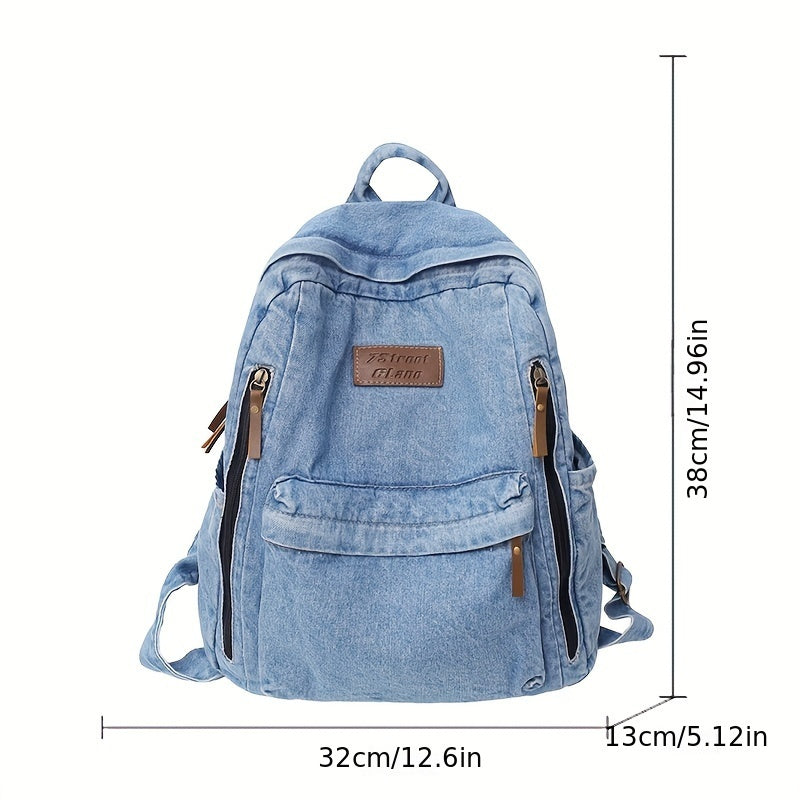 Stylish Denim Backpack with Laptop Compartment