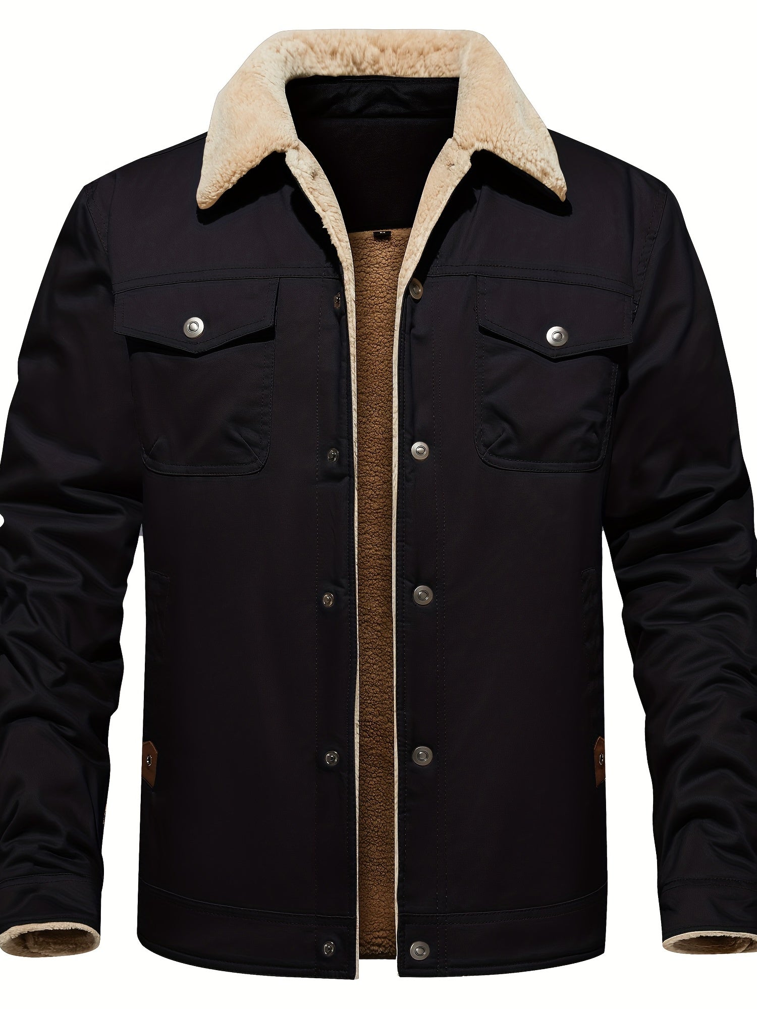 Men's Sherpa Lining Winter Jacket Cotton Cargo Coat