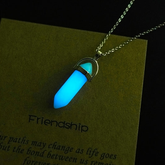Glowing Friendship Pendant Necklace Hexagonal Column Personality Neck Jewelry