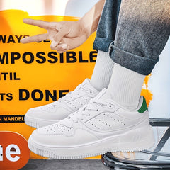 Men's Faux Leather Lace Up Skate Sneakers Casual Elevator Shoes