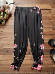 Women's Plus Floral Print Elastic Skinny Leggings
