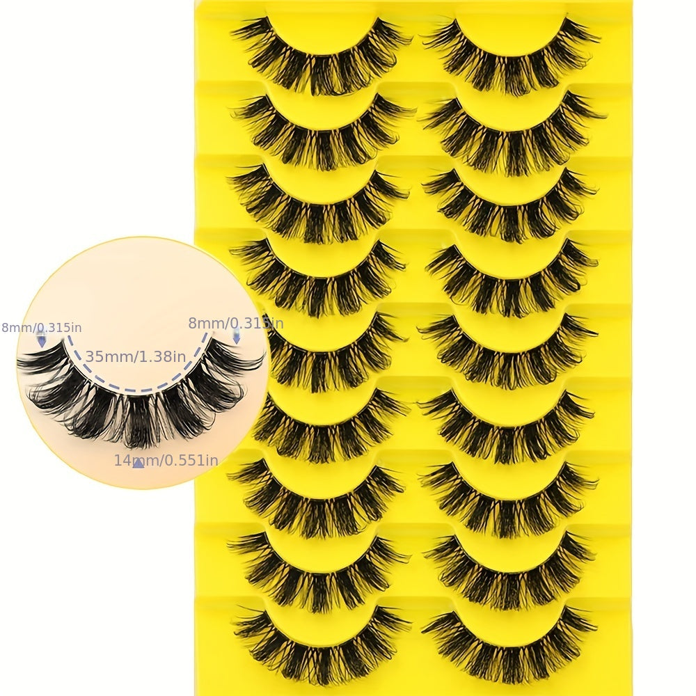 10 Pairs Natural 3D Fluffy Lashes for Daily or Special Occasion Makeup