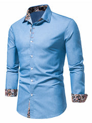 Men's Long Sleeve Denim Clash Shirt