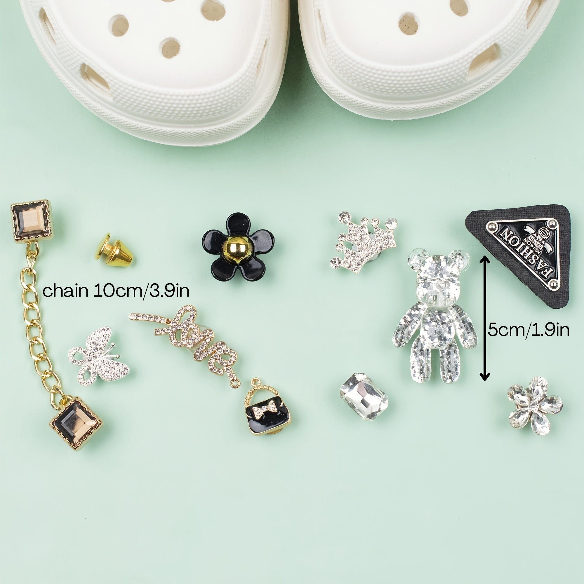 11 Pcs Bling Punk Goth Shoe Charms For Clog Slippers Party Favor