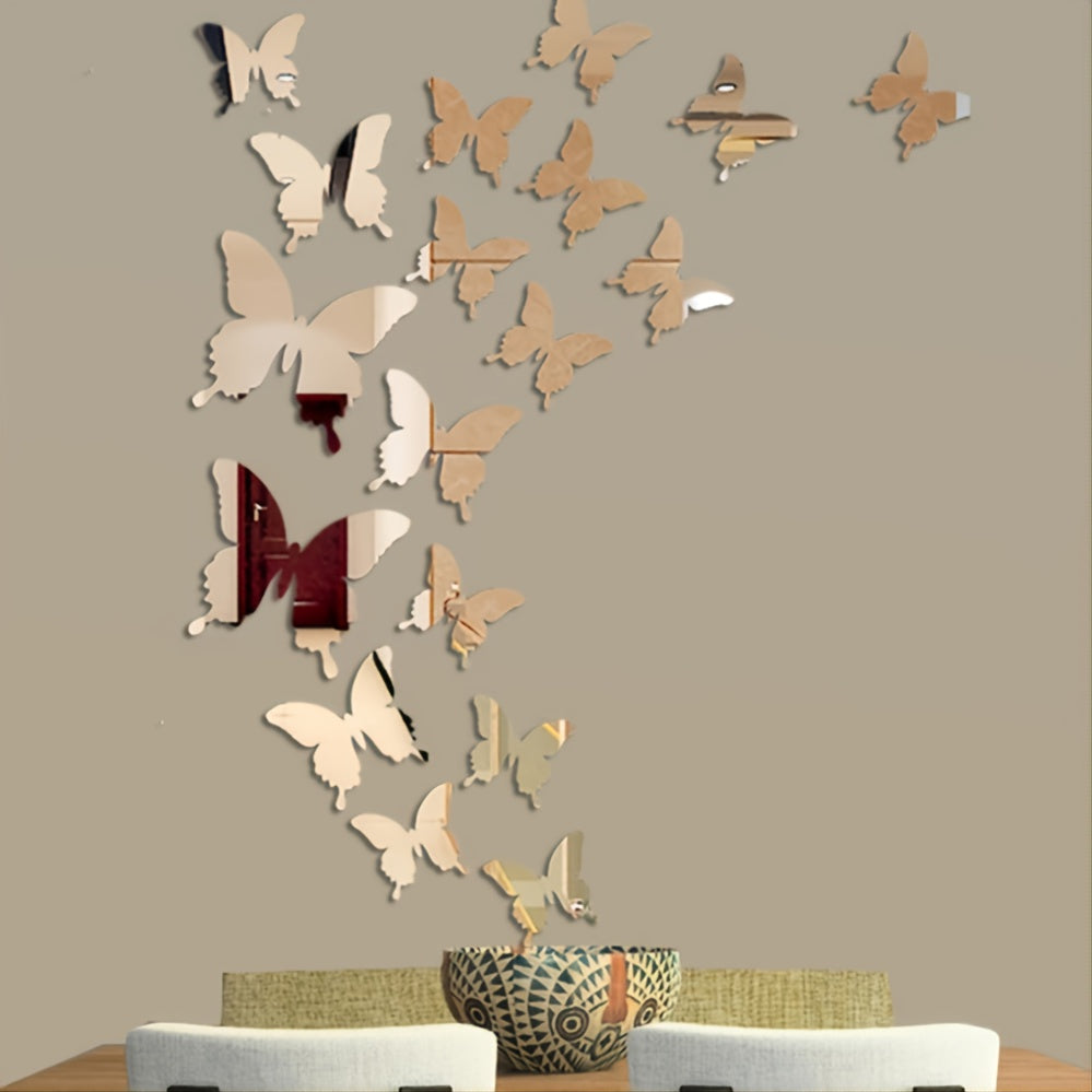12pcs 3D Mirror Butterfly Wall Stickers Home Room Decor