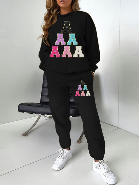  Women's Letter Print 2 Piece Set