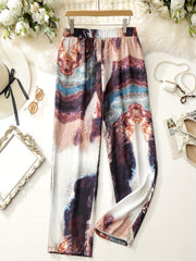 Women's Plus Marble Print High Rise Straight Leg Trousers