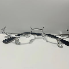 Rhinestone Decor Semi Rimless Lensless Glasses for Cosplay Party Club