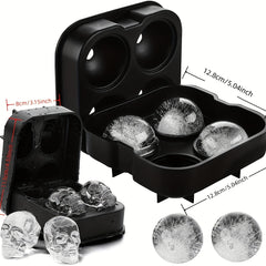1pc 4 Skull Silicone Ice Ball Trays Halloween Skull Ice Mold