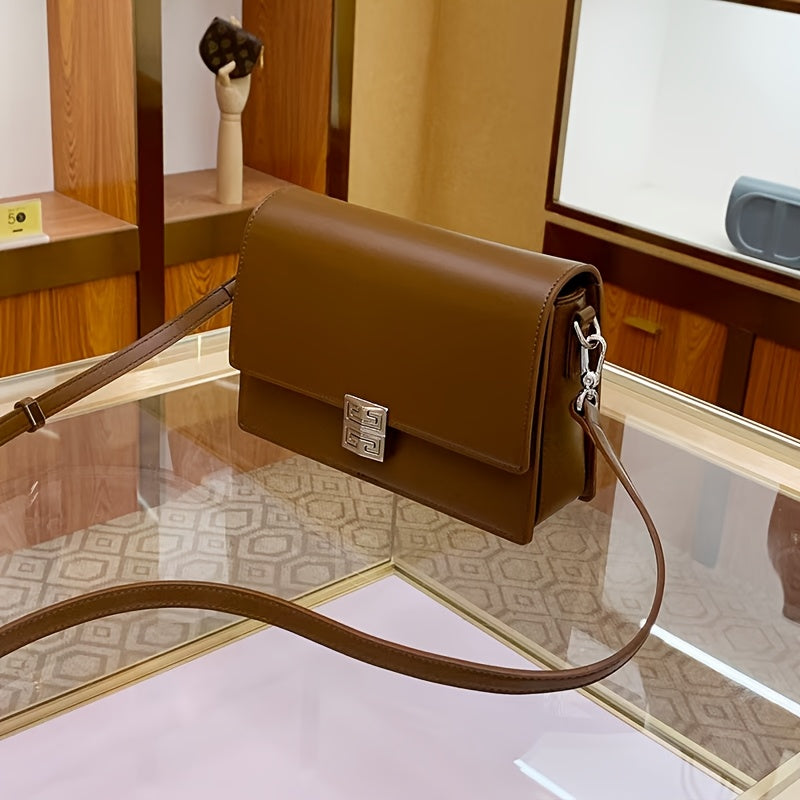 Women's Retro Box Shoulder Bag Geometric Pattern Light Brown Crossbody Purse