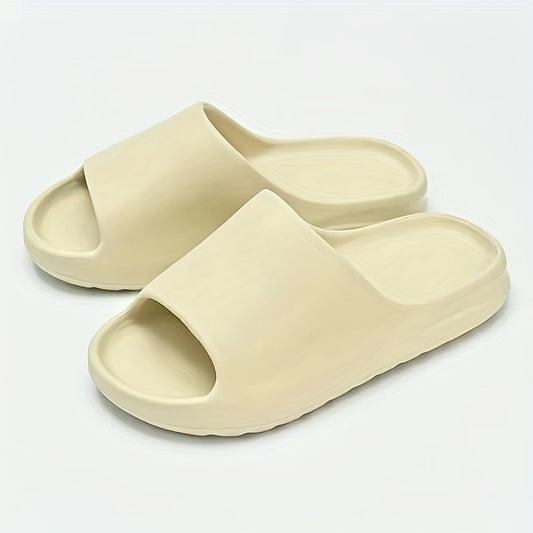 Women's Solid Pillow Slides Open Toe Soft Sole Non-slip Thick Bottom