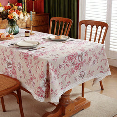Vintage Peony Flower Lace Macrame Tablecloth