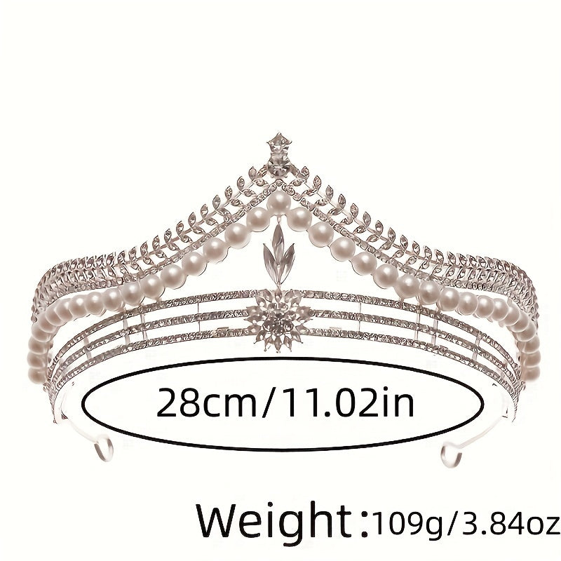 Crystal Pearl Crown Tiara Flower Rhinestone Wedding Tiaras