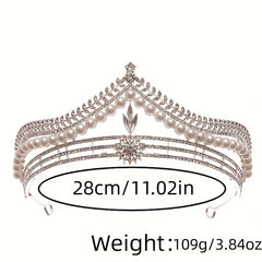 Crystal Pearl Crown Tiara Flower Rhinestone Wedding Tiaras