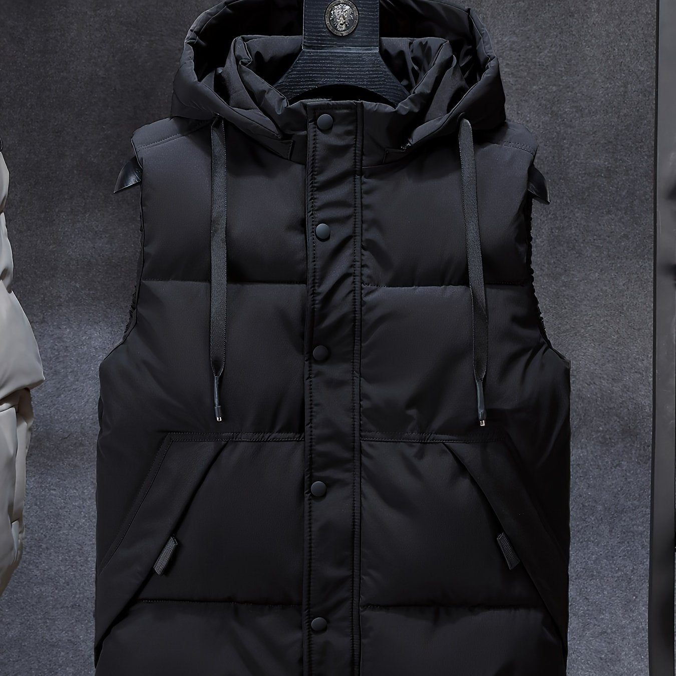 Men Sleeveless Down Thermal Hooded Vests Jackets Zipper Outdoor Winter Casual