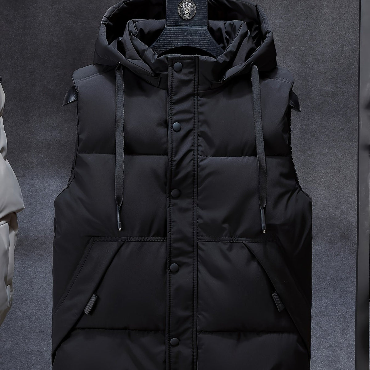 Men Sleeveless Down Thermal Hooded Vests Jackets Zipper Outdoor Winter Casual
